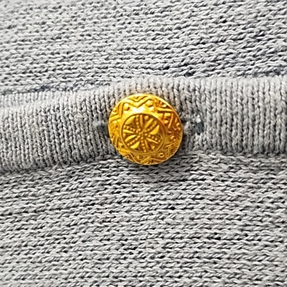 Crystal Kobe 100% Cotton Knit Sweater Vest Denim Blue Navy Gold Buttons - Picture 5 of 9